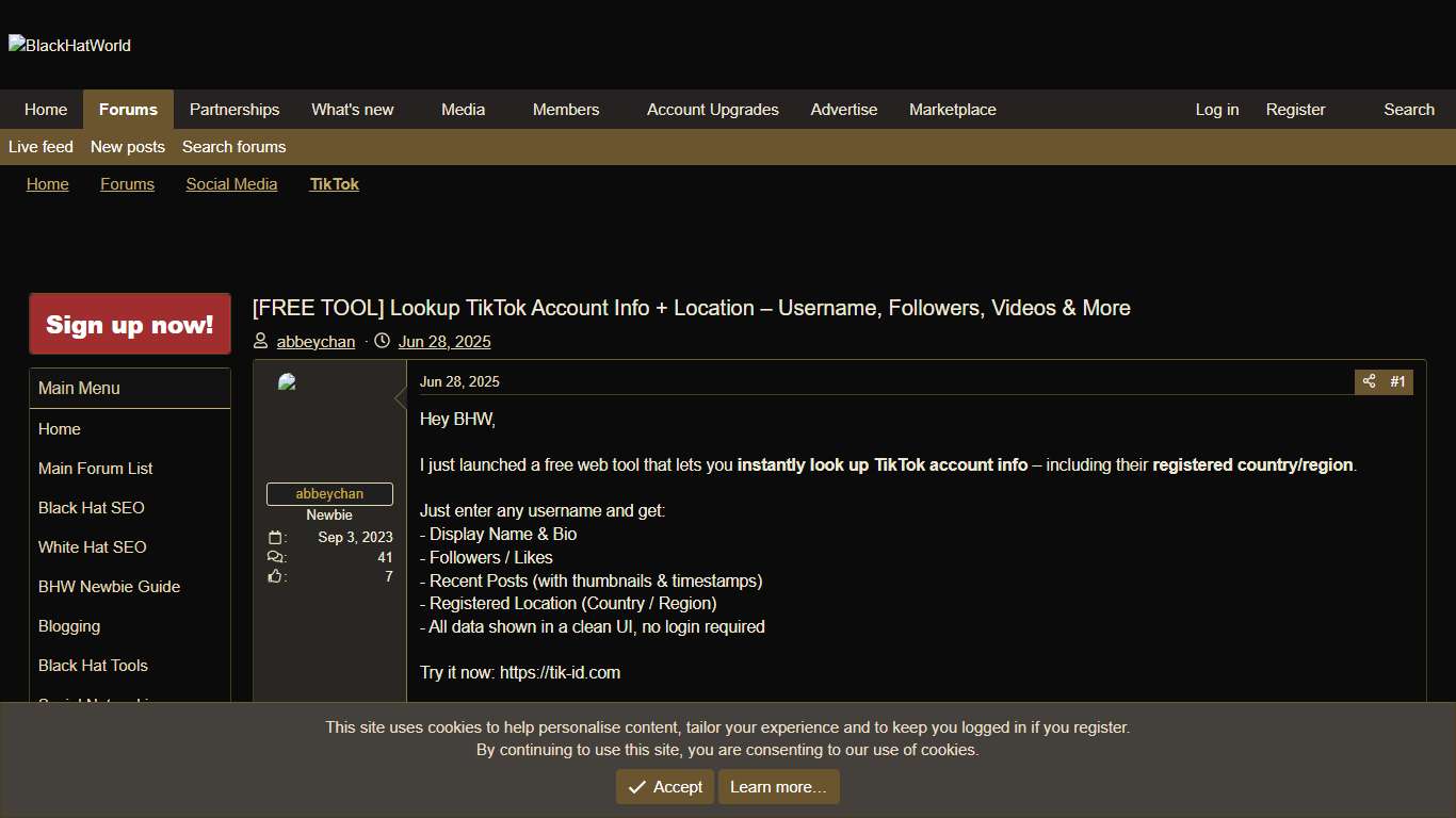 [FREE TOOL] Lookup TikTok Account Info + Location – Username, Followers, Videos & More | BlackHatWorld